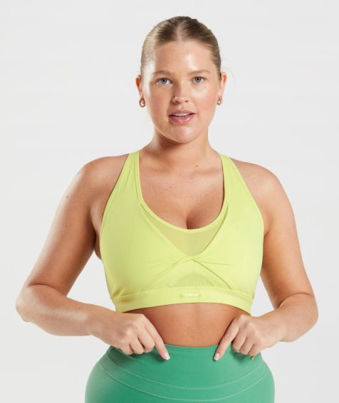 Women's Gymshark Whitney Mesh Sports Bra Yellow | NZ 5CVBEO